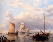 Shipping On The Scheldt With Antwerp In The Background - 约翰内斯·赫曼努斯·库库克